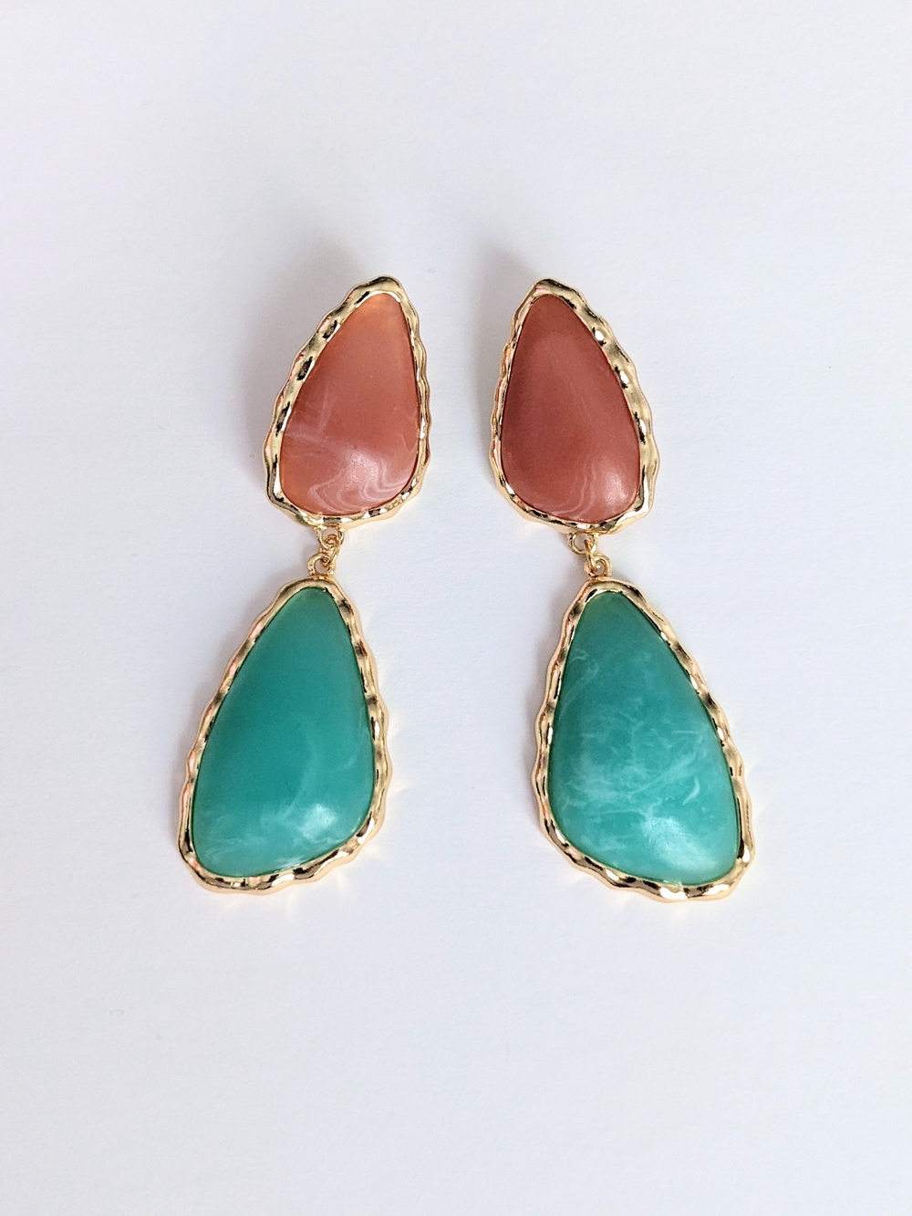 Coral Seafoam Drop Earrings